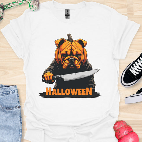Halloween - V3 - Bulldog Pumpkin Head T-Shirt